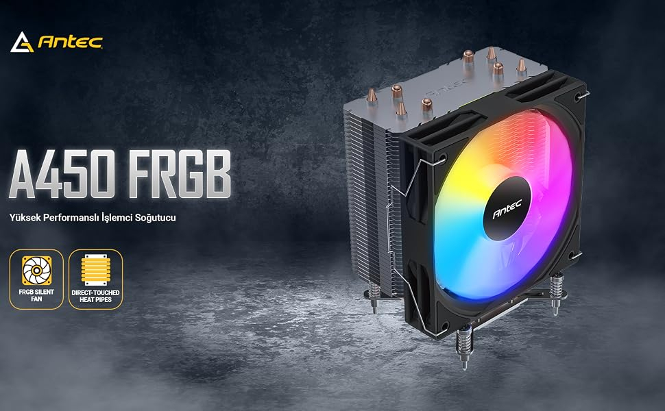 ANTEC A450 FRGB 120mm FRGB Fanlı LGA1700/1851/AM5 4xBakır 180W Borulu Hava Soğutma