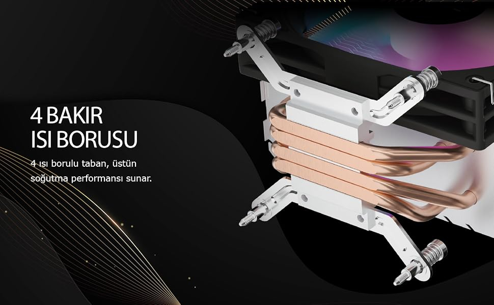 ANTEC A450 FRGB 120mm FRGB Fanlı LGA1700/1851/AM5 4xBakır 180W Borulu Hava Soğutma