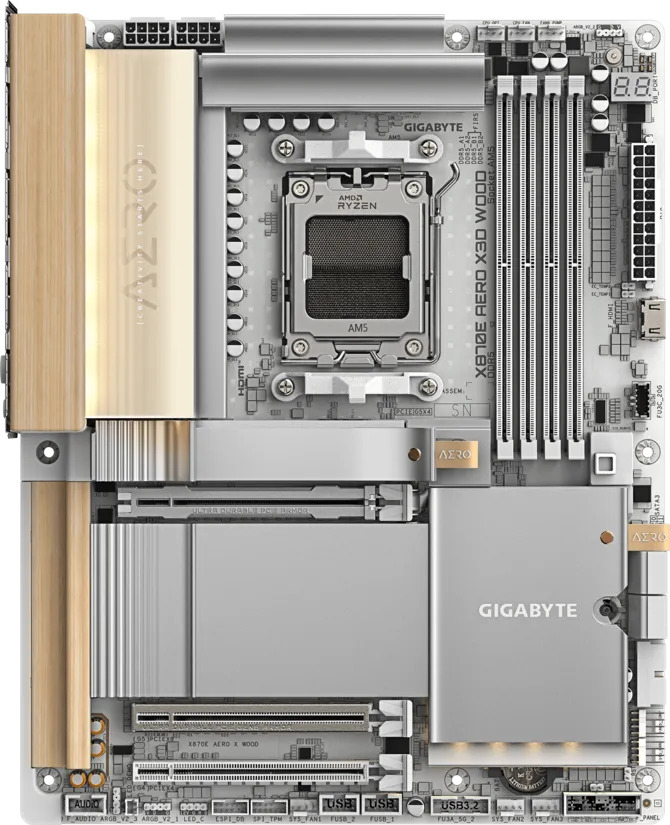 Gigabyte  X870E Aero  AMD AM5 ATX DK Wood Gaming (Oyuncu) Anakart