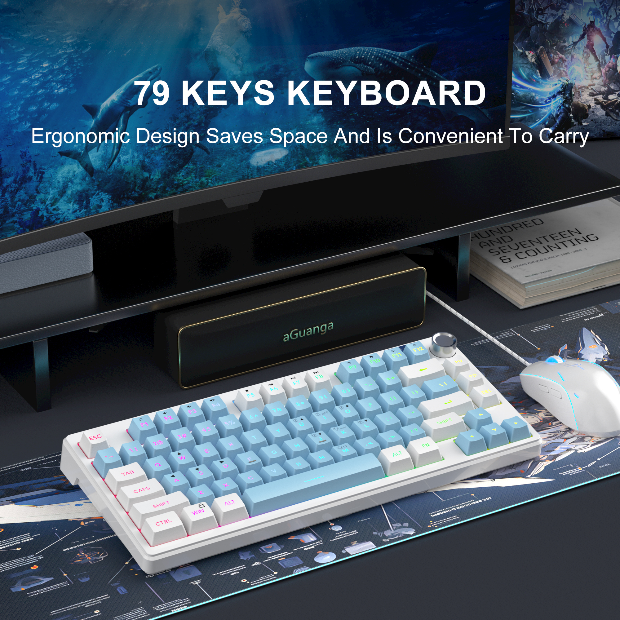 MageGee TS75 %75 Beyaz 79 Tuş RGB Kablolu Membran Gaming Klavye