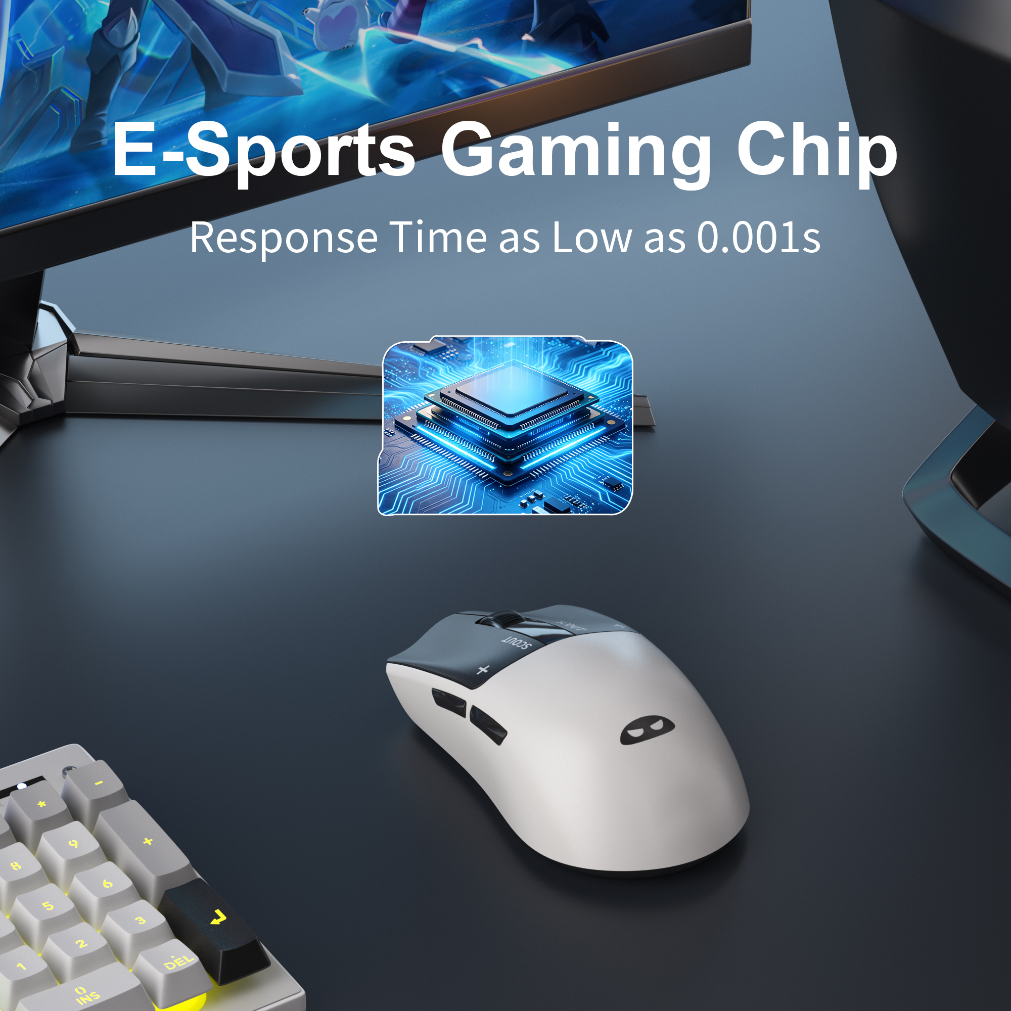 MageGee Scout & RGB Dock Station 12.000DPI PAW3311 Triple Mode (Kablolu/Bluetooth/2.4G) Beyaz Gaming Mouse