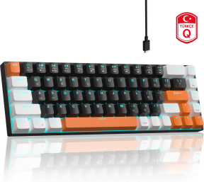 MageGee MK-BOX 68 Tuş Kablolu Mekanik Kahverengi Switch Türkçe Q Turuncu-Siyah Gaming Klavye