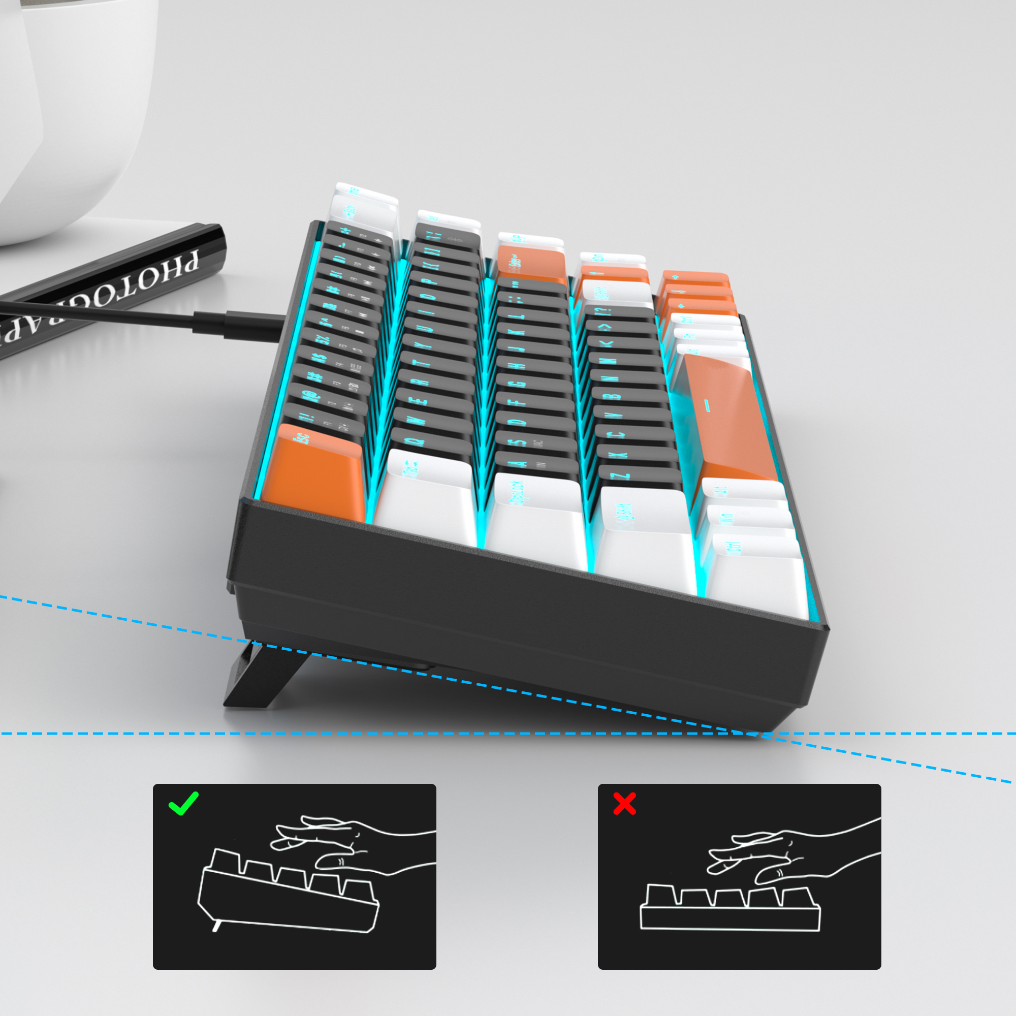 MageGee MK-BOX 68 Tuş Kablolu Mekanik Kahverengi Switch Türkçe Q Turuncu-Siyah Gaming Klavye