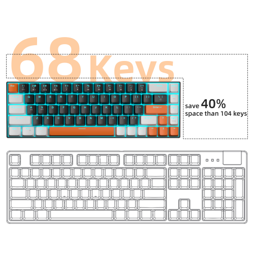 MageGee MK-BOX 68 Tuş Kablolu Mekanik Kahverengi Switch Türkçe Q Turuncu-Siyah Gaming Klavye