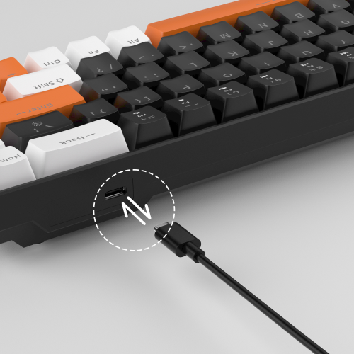 MageGee MK-BOX 68 Tuş Kablolu Mekanik Kahverengi Switch Türkçe Q Turuncu-Siyah Gaming Klavye