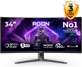 AOC AGON PRO AGP346UCSD 34″ 360Hz 0.03ms HDMI DP Adaptive Sync HDR500 WQHD QD-OLED Curved 1800R Gaming Monitör
