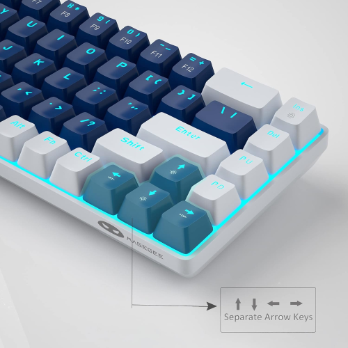 MageGee MK-BOX 68 Tuş Kablolu Mekanik Blue Switch Türkçe Q Mavi-Beyaz Gaming Klavye
