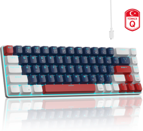 MageGee MK-BOX 68 Tuş Kablolu Mekanik Blue Switch Türkçe Q Mavi-Beyaz Gaming Klavye