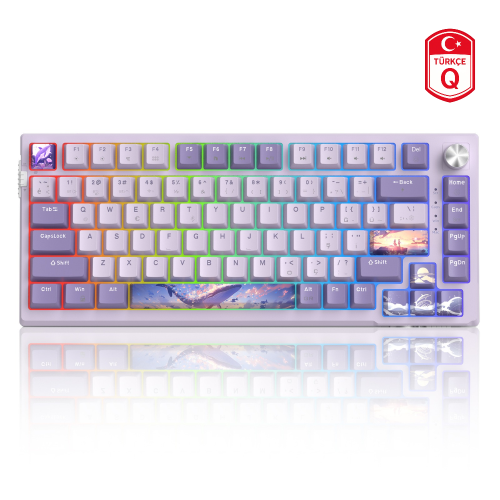 SKY81 Violet 83 Tuş Kablosuz RGB Hot-Swap Mekanik Gasket Mor Gaming Klavye