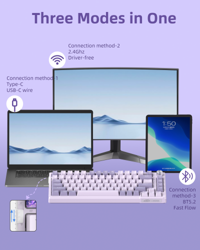 SKY81 Violet 83 Tuş Kablosuz RGB Hot-Swap Mekanik Gasket Mor Gaming Klavye