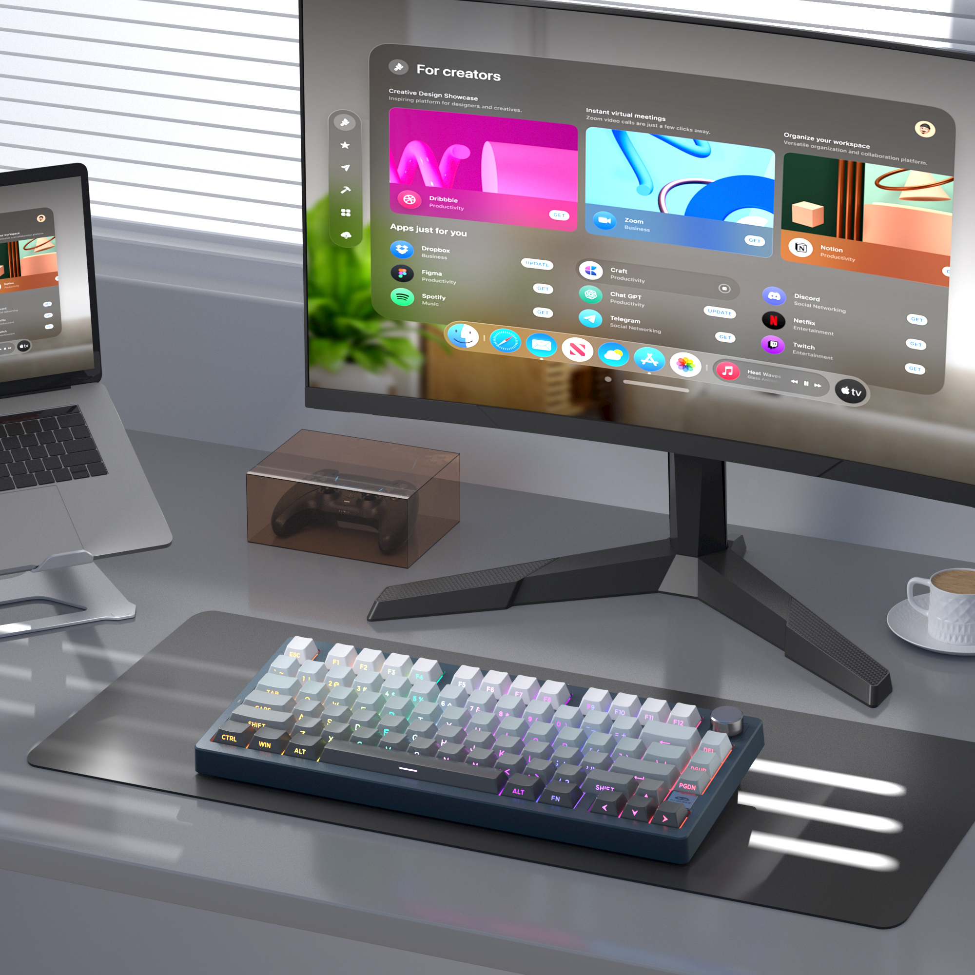 MageGee Light75 Tri-Mode Kablosuz RGB Hot-Swap Mekanik Siyah-Gri Gradient Gasket Gaming Klavye