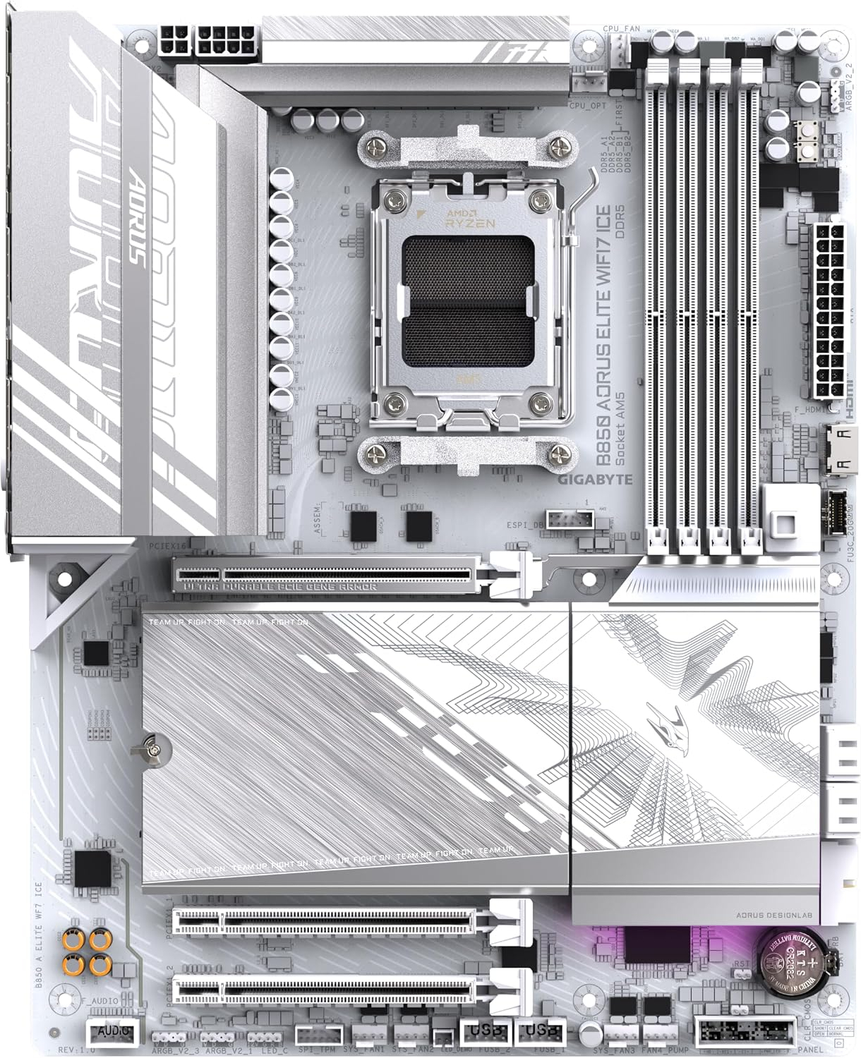 Gigabyte B850 AORUS ELITE ICE WIFI7 Soket AM5 8200MHz(OC) ATX Gaming Anakart
