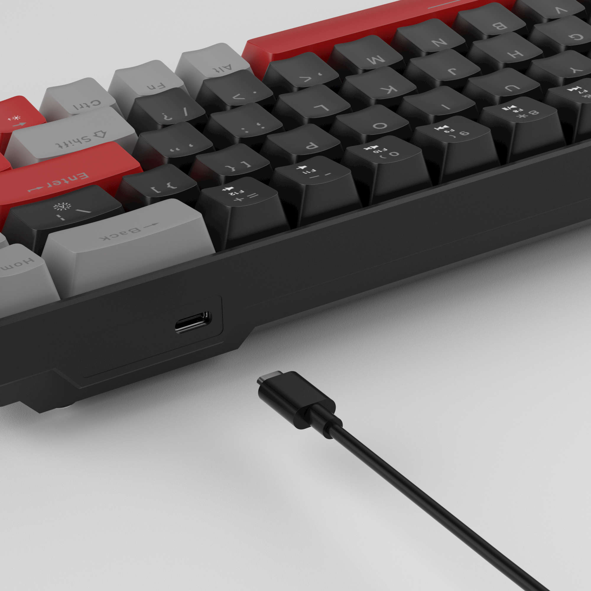 MageGee MK-BOX 68 Tuş Kablolu Mekanik Red Switch Türkçe Q Gri-Siyah Gaming Klavye