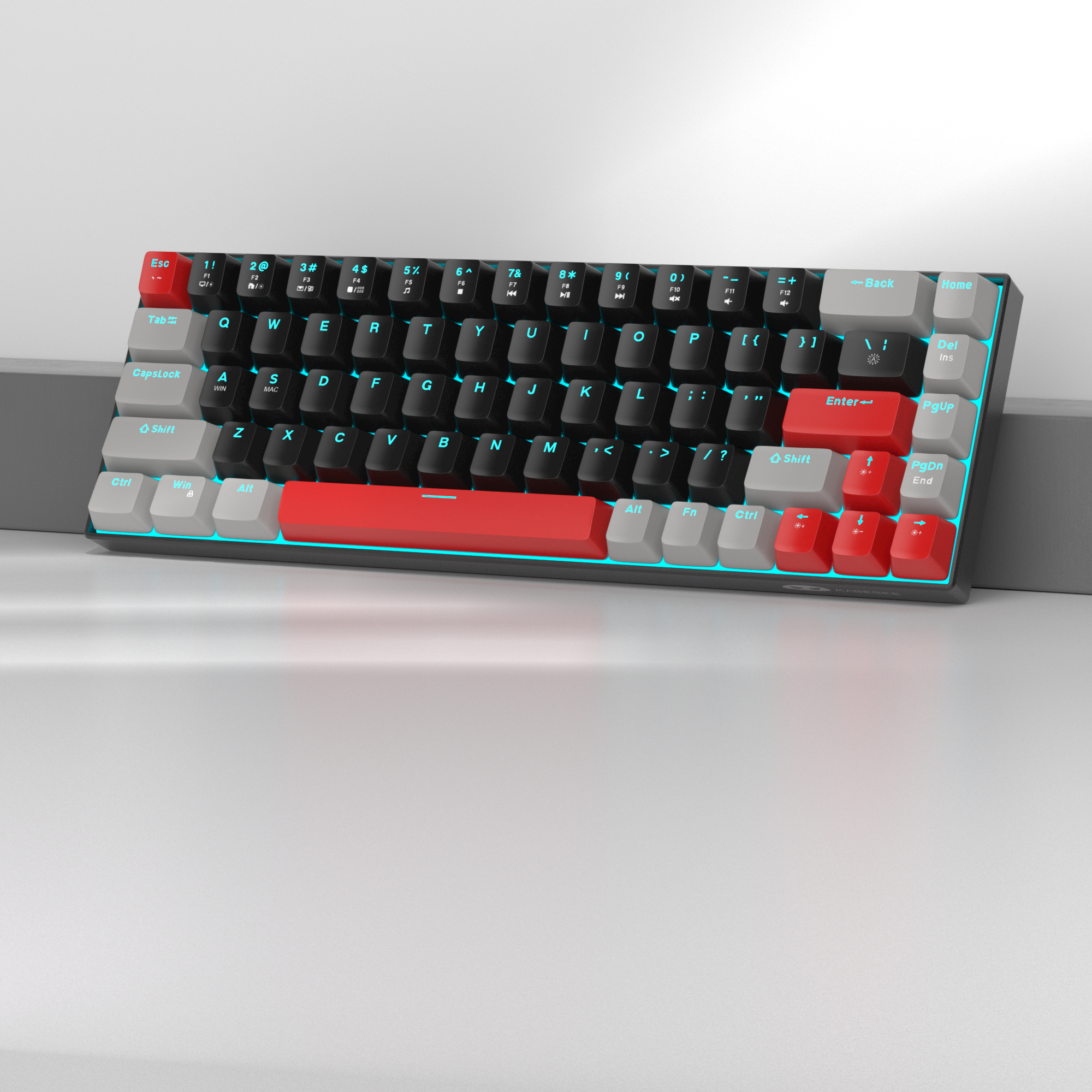 MageGee MK-BOX 68 Tuş Kablolu Mekanik Red Switch Türkçe Q Gri-Siyah Gaming Klavye