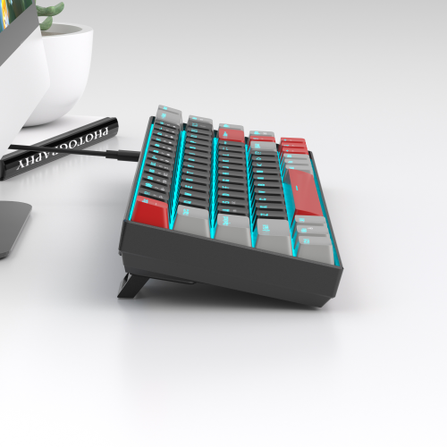 MageGee MK-BOX 68 Tuş Kablolu Mekanik Red Switch Türkçe Q Gri-Siyah Gaming Klavye