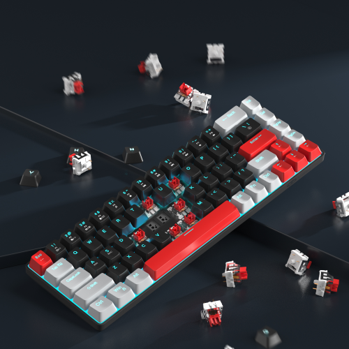 MageGee MK-BOX 68 Tuş Kablolu Mekanik Red Switch Türkçe Q Gri-Siyah Gaming Klavye
