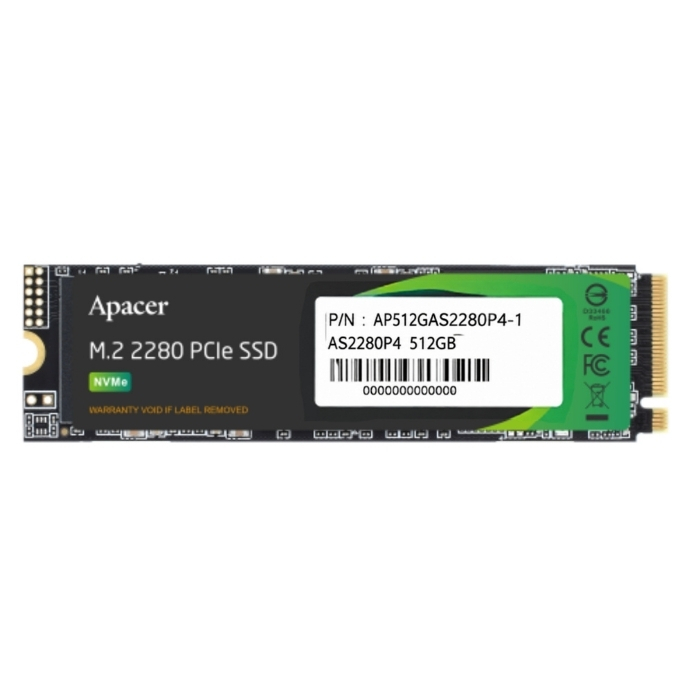 Apacer AS2280P4 512GB 2100/1500MB/s NVMe PCIe Gen3x4 M.2 SSD Disk (AP512GAS2280P4-1)