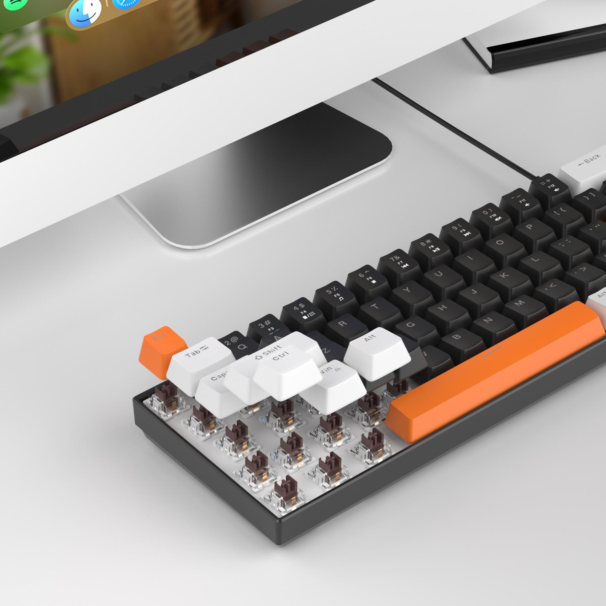 MageGee MK-BOX 68 Tuş Kablolu Mekanik Kahverengi Switch Türkçe Q Turuncu-Siyah Gaming Klavye