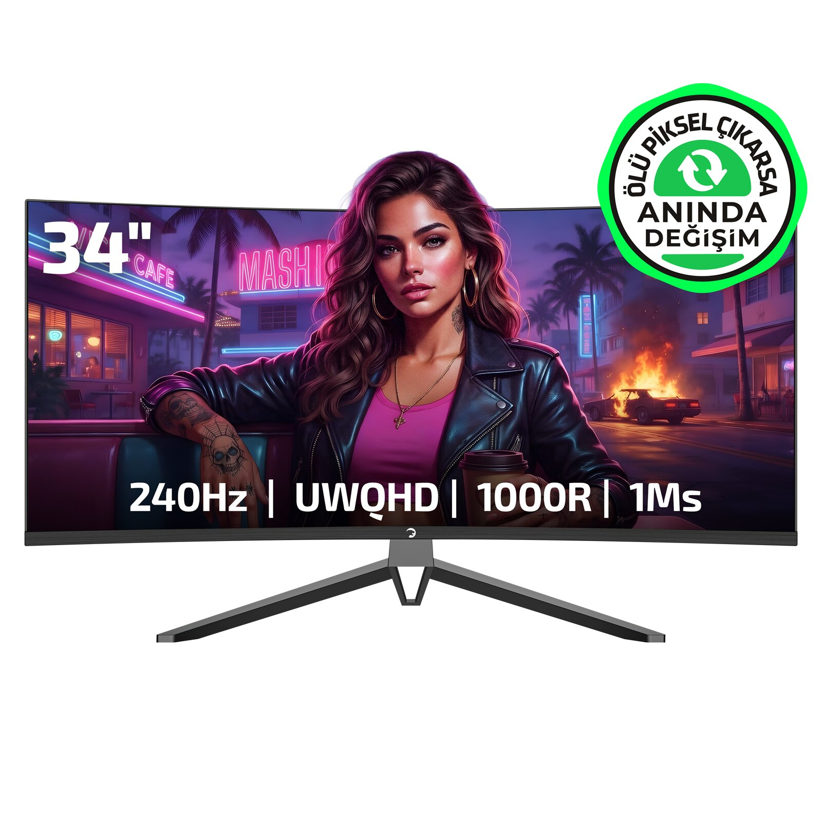 GamePower Mira Q34 34″ 240Hz 1Ms GTG 1000R UWQHD Gaming Monitör (Ölü Pikselde Anında Değişim)