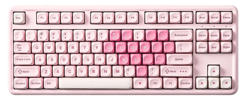 YUNZII B87 Milk Switch Mekanik Pembe Kalp Tema Klavye