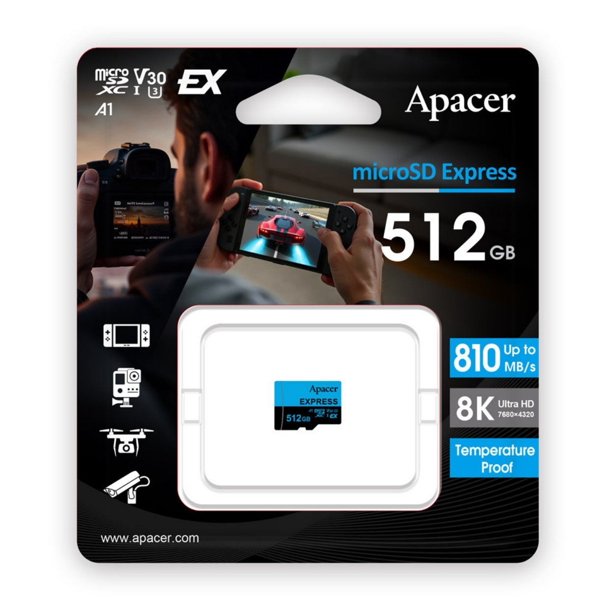 Apacer 512GB MicroSD Express Hafıza Kartı (AP512GMCEXG3X17-RA)