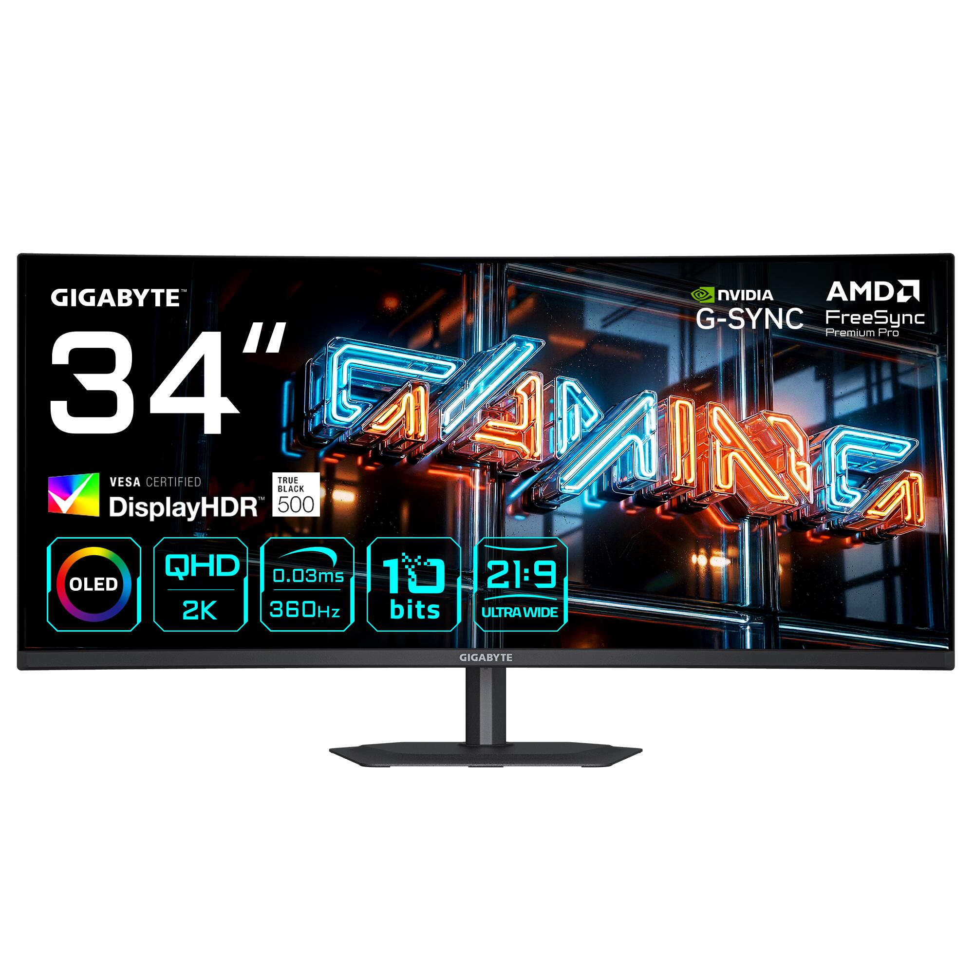 GIGABYTE MO34WQC36 34″ 360Hz 0.03ms DisplayHDR True Black 500 1800R Curved WQHD QD-OLED Gaming (Oyuncu) Monitör