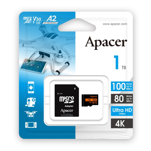 Apacer 1TB R100 MicroSD Hafıza Kartı (AP1TBMCSX10U8-R)