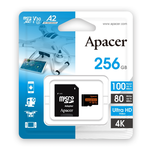 Apacer 256GB R100 MicroSD Hafıza Kartı (AP256GMCSX10U8-R)