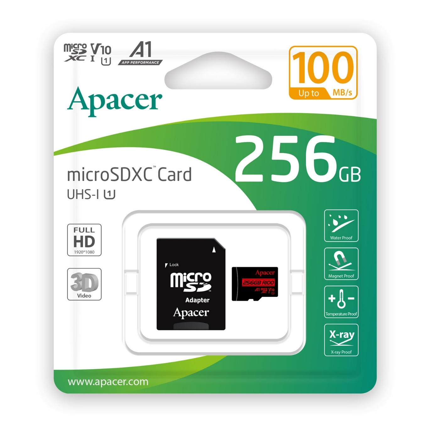 Apacer 256GB MicroSD Hafıza Kartı R100MB/s (AP256GMCSX10UB-R)