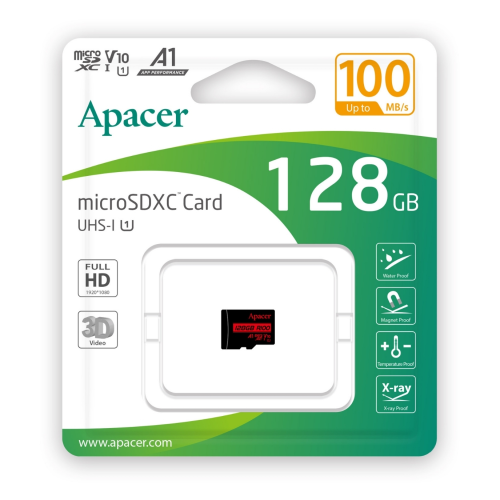 Apacer 128GB MicroSD Hafıza Kartı R100MB/s (AP128GMCSX10UB-R)