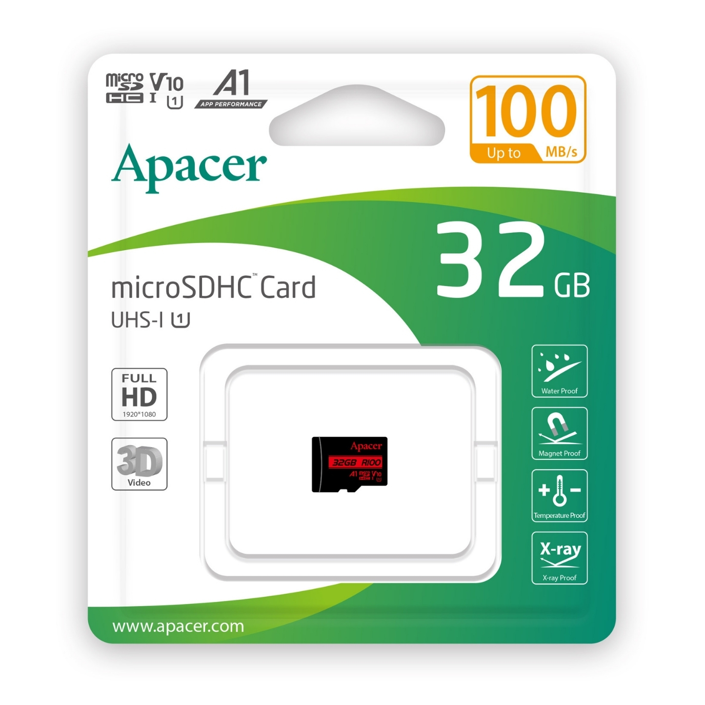 Apacer 32GB MicroSD Hafıza Kartı R100MB/s (AP32GMCSH10UB-R)