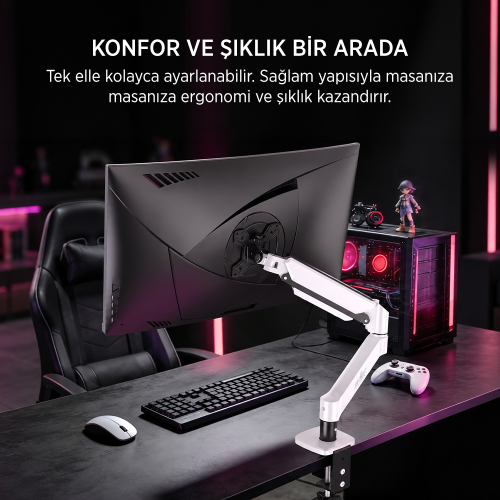 James Donkey Mr20 17’’-32’’ Amortisörlü Tekli Monitör Standı Beyaz