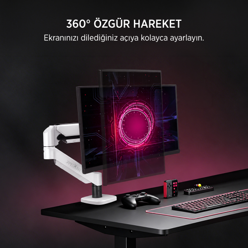 James Donkey Mr20 17’’-32’’ Amortisörlü Tekli Monitör Standı Beyaz