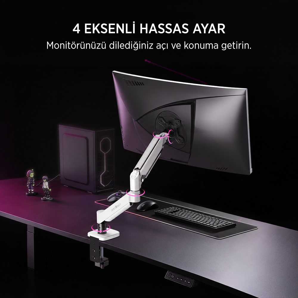 James Donkey Mr20 17’’-32’’ Amortisörlü Tekli Monitör Standı Beyaz