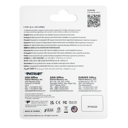 Patriot 256GB EP DDR200 Micro SD Hafıza Kartı (PEF256GEP33MCX)