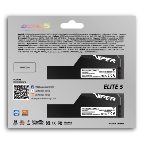 Patriot Viper Elite 5 Ultra 96GB (2x48) DDR5 6400MHz CL32 Gaming Ram (VEU596G6432K)