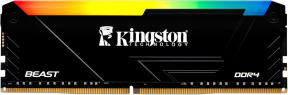 Kingston Beast Black RGB 16GB DDR4 3200MT/s CL16 KF432C16BB2A/16TR Siyah Masaüstü Gaming RAM