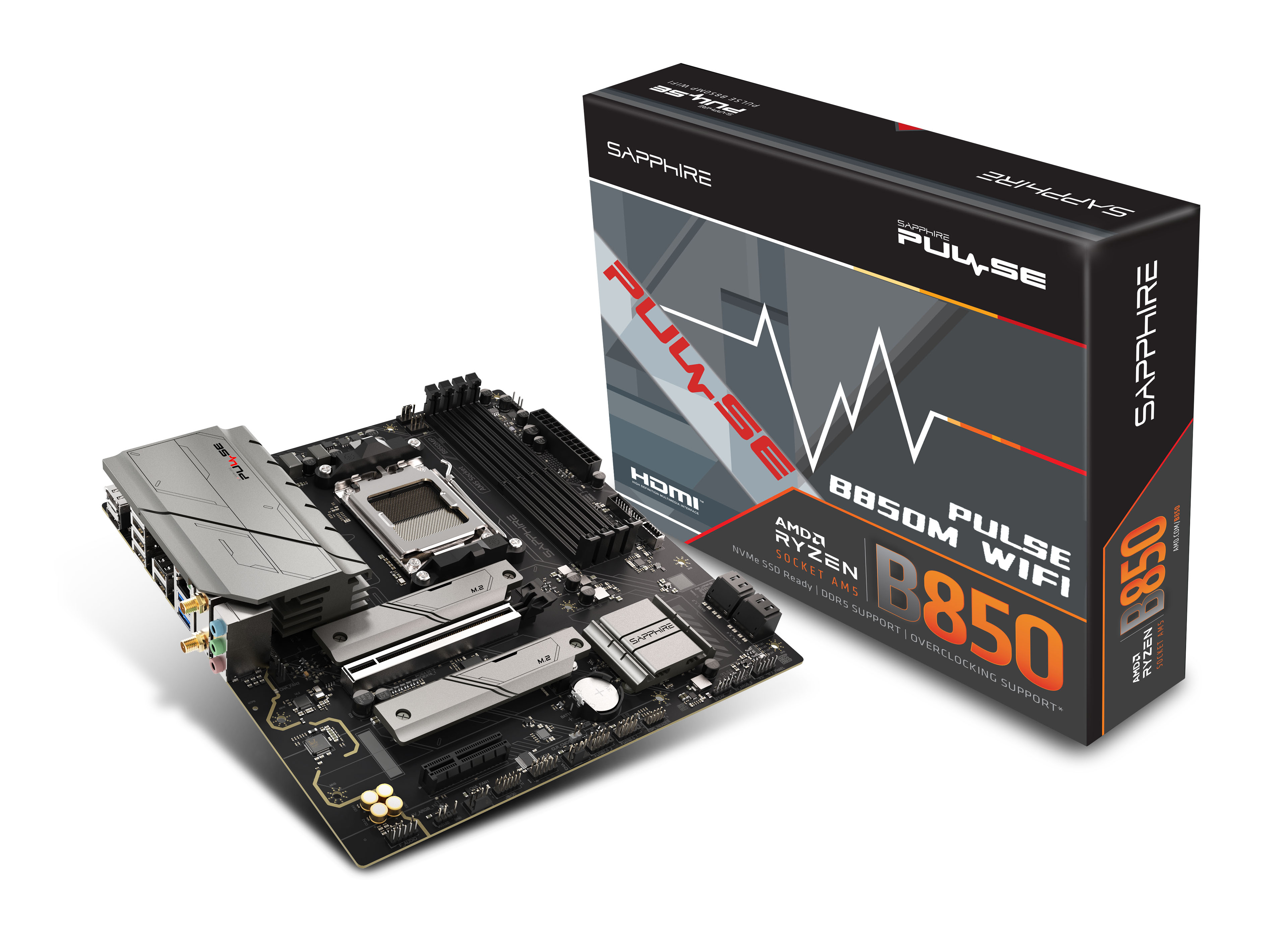SAPPHIRE PULSE B850M WiFi6 52123-04-40G AM5 DDR5 7600+MHz (OC) mATX Gaming (Oyuncu) Anakart