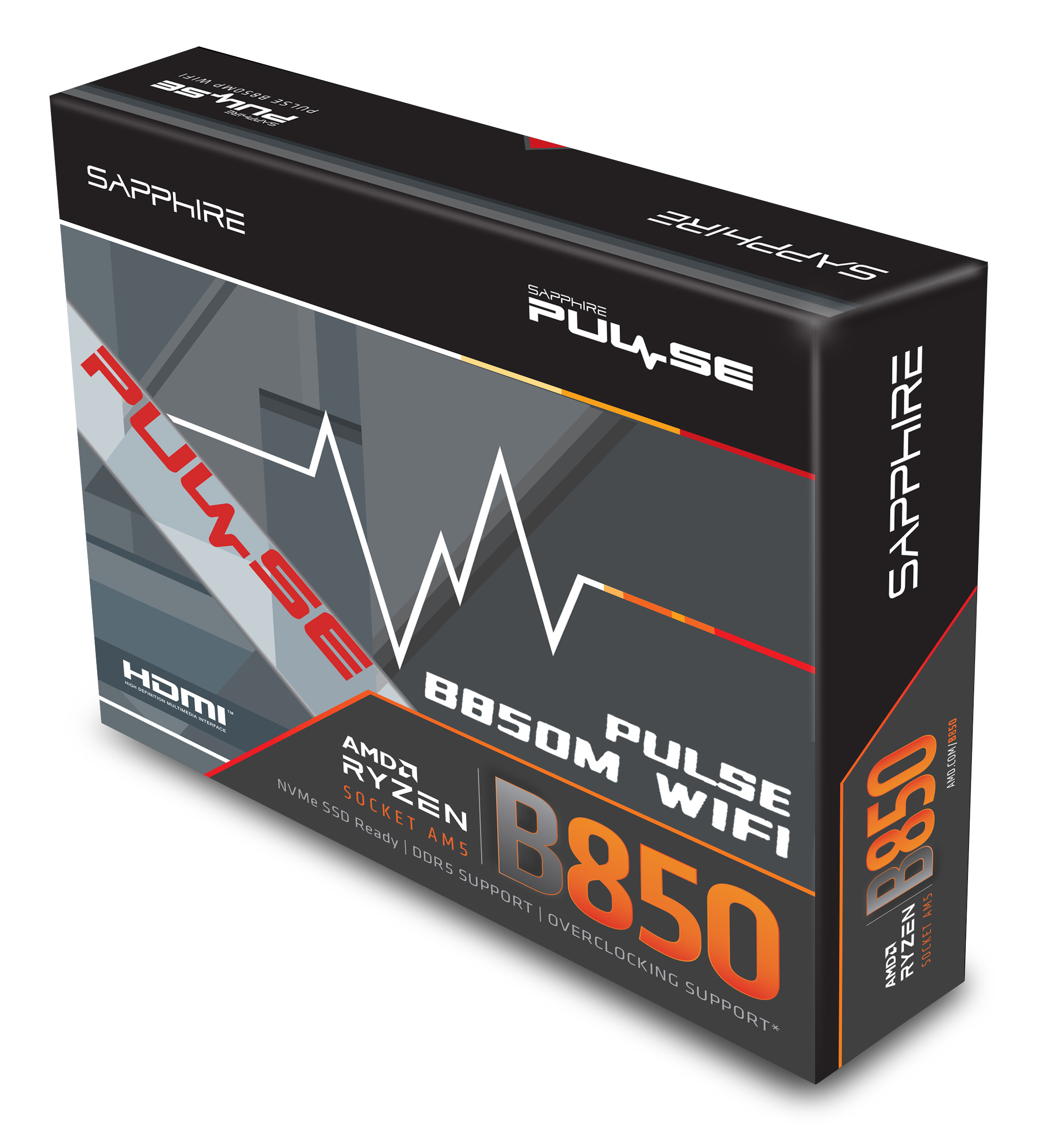 SAPPHIRE PULSE B850M WiFi6 52123-04-40G AM5 DDR5 7600+MHz (OC) mATX Gaming (Oyuncu) Anakart