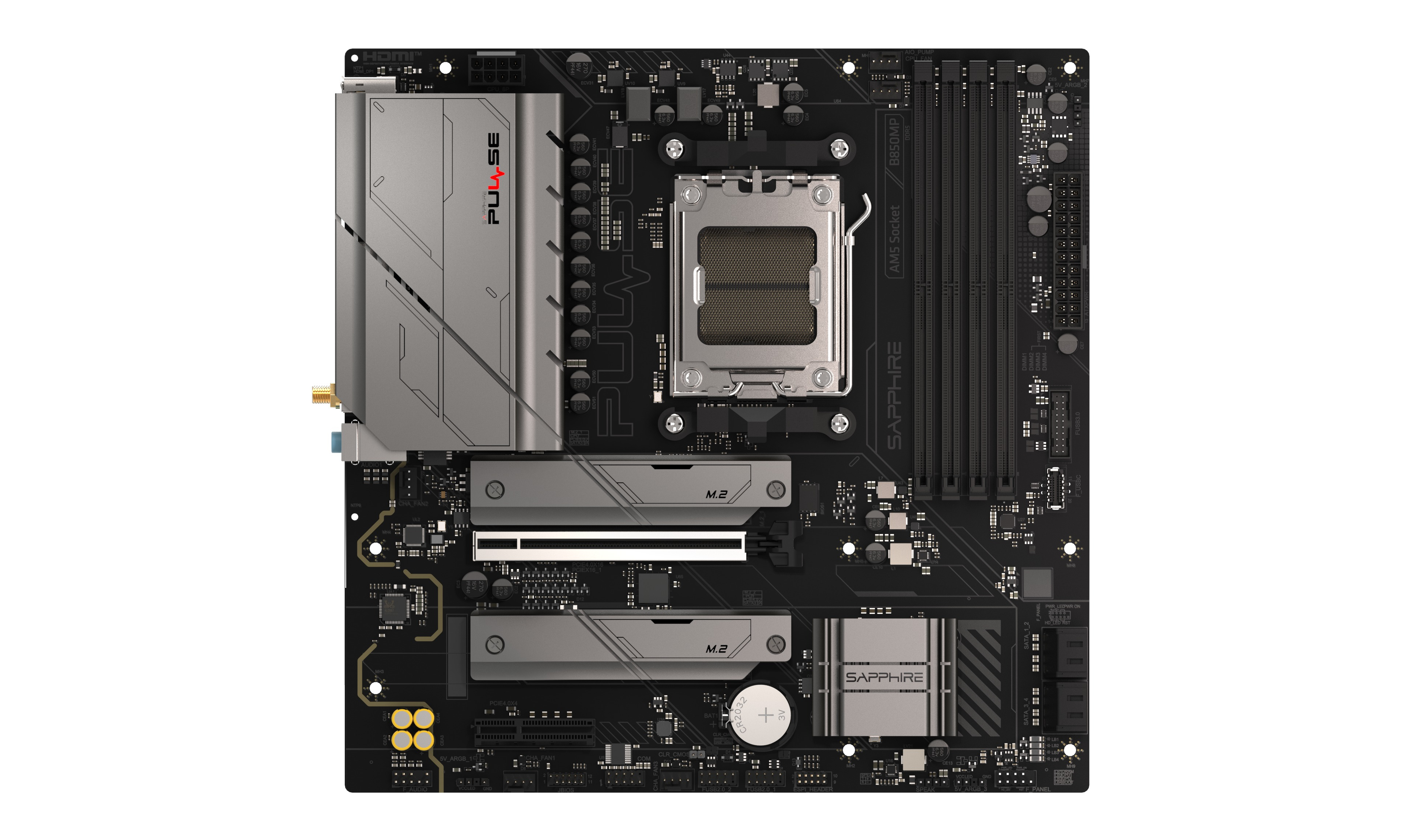 SAPPHIRE PULSE B850M WiFi6 52123-04-40G AM5 DDR5 7600+MHz (OC) mATX Gaming (Oyuncu) Anakart