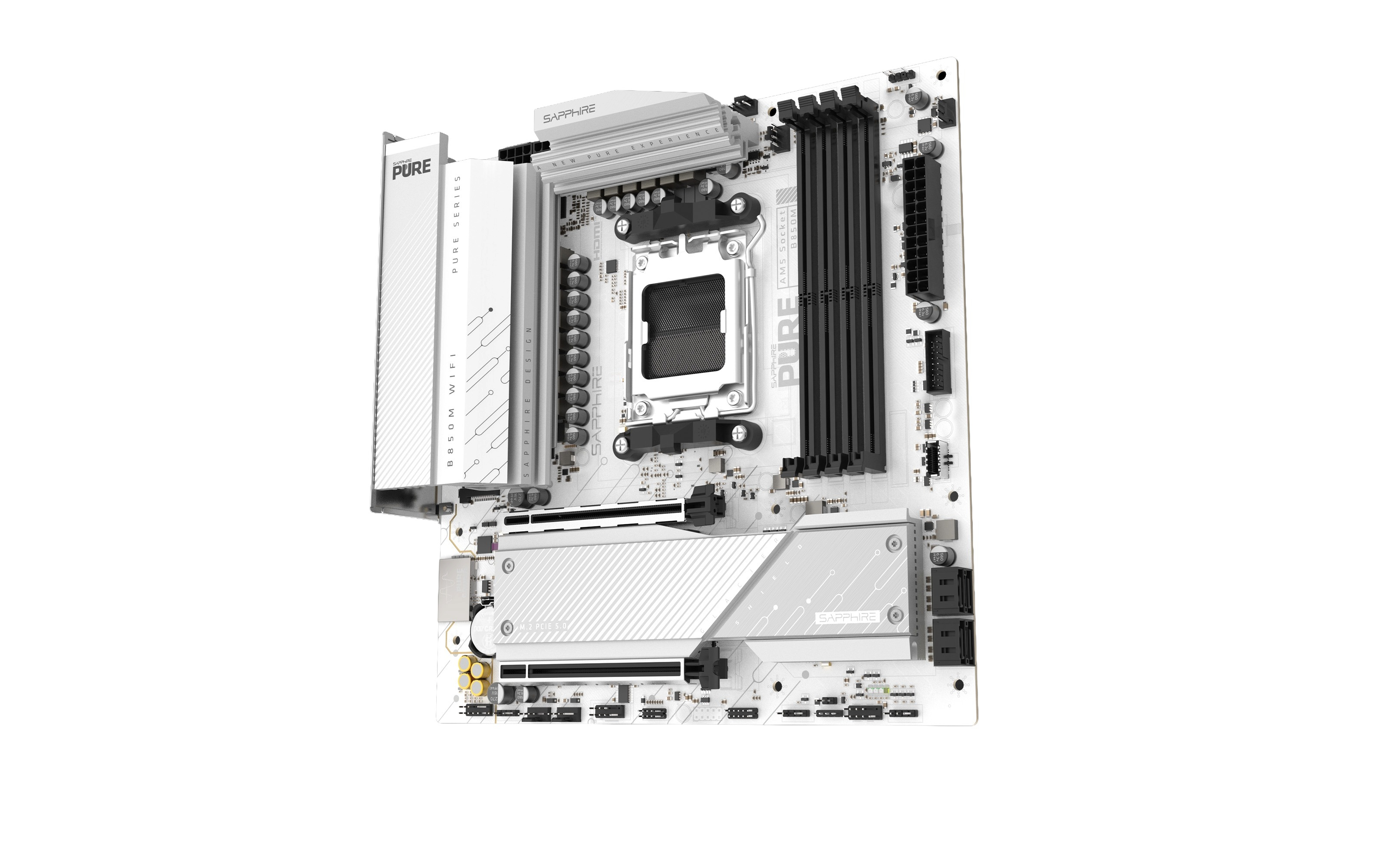 SAPPHIRE PURE B850M WiFi6 52123-02-40G AM5 DDR5 8000+MHz (OC) mATX Beyaz Gaming (Oyuncu) Anakart