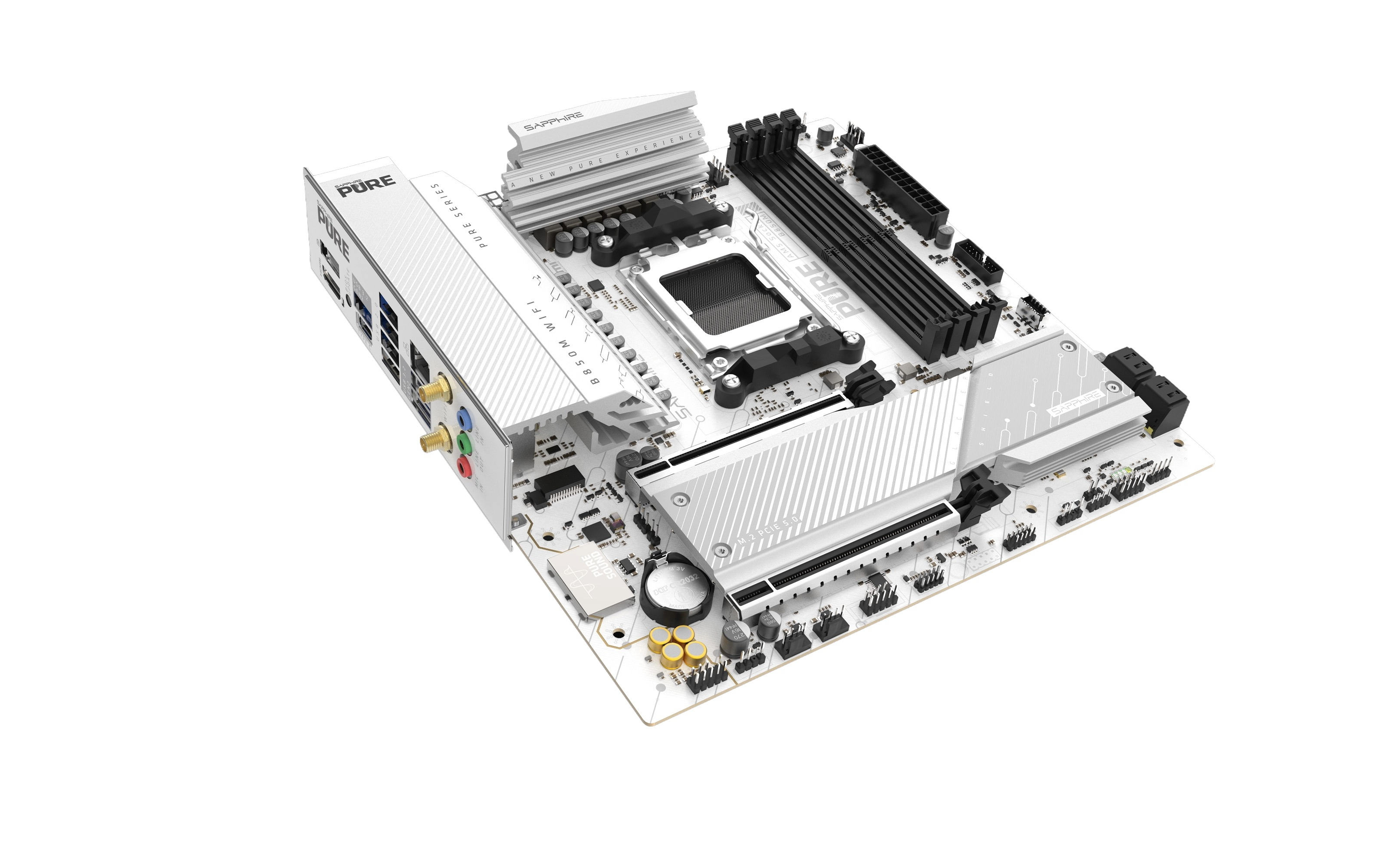 SAPPHIRE PURE B850M WiFi6 52123-02-40G AM5 DDR5 8000+MHz (OC) mATX Beyaz Gaming (Oyuncu) Anakart