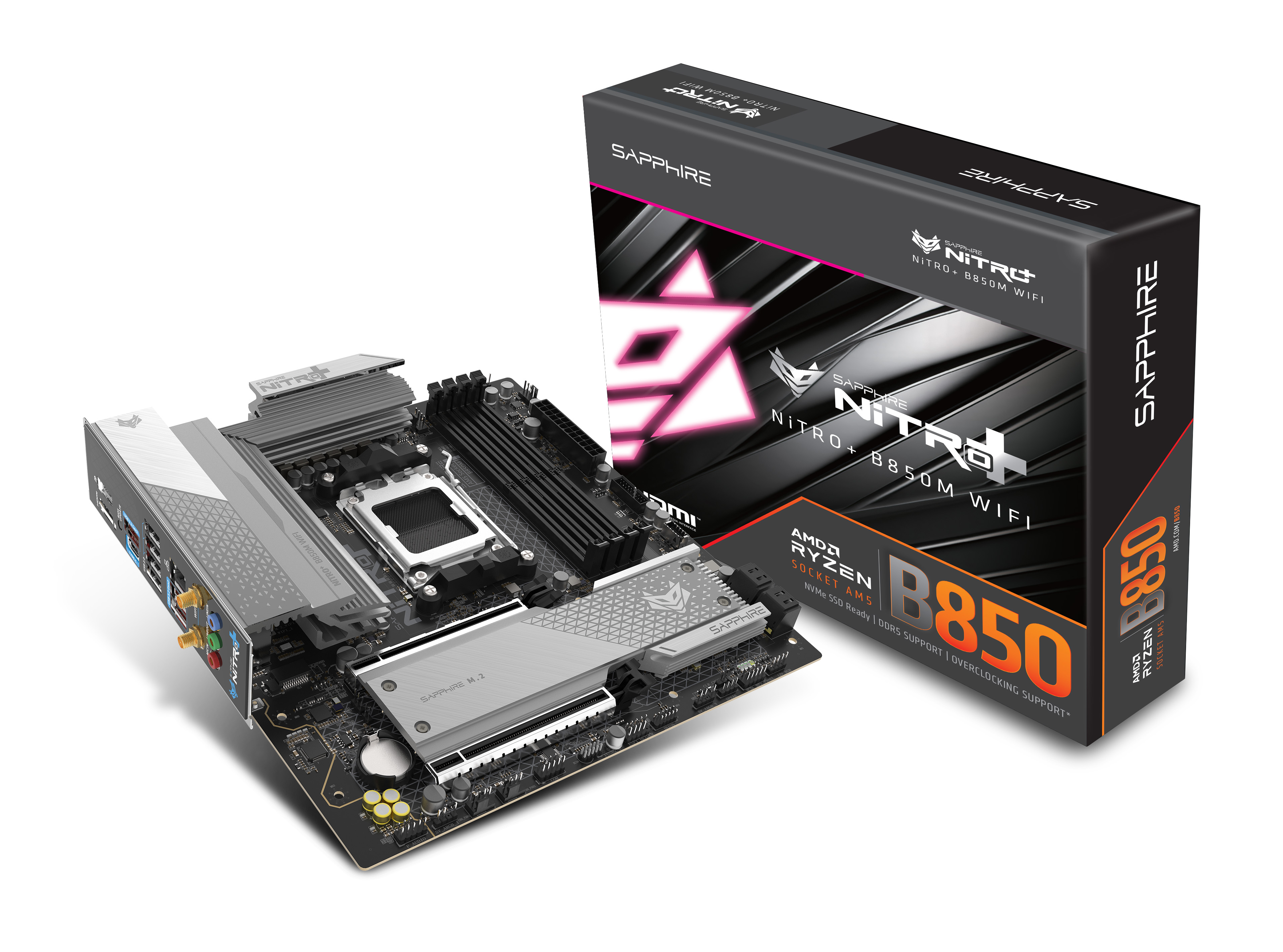 SAPPHIRE NITRO+ B850M WiFi6 52123-01-40G AM5 DDR5 8000+MHz (OC) mATX Gaming (Oyuncu) Anakart