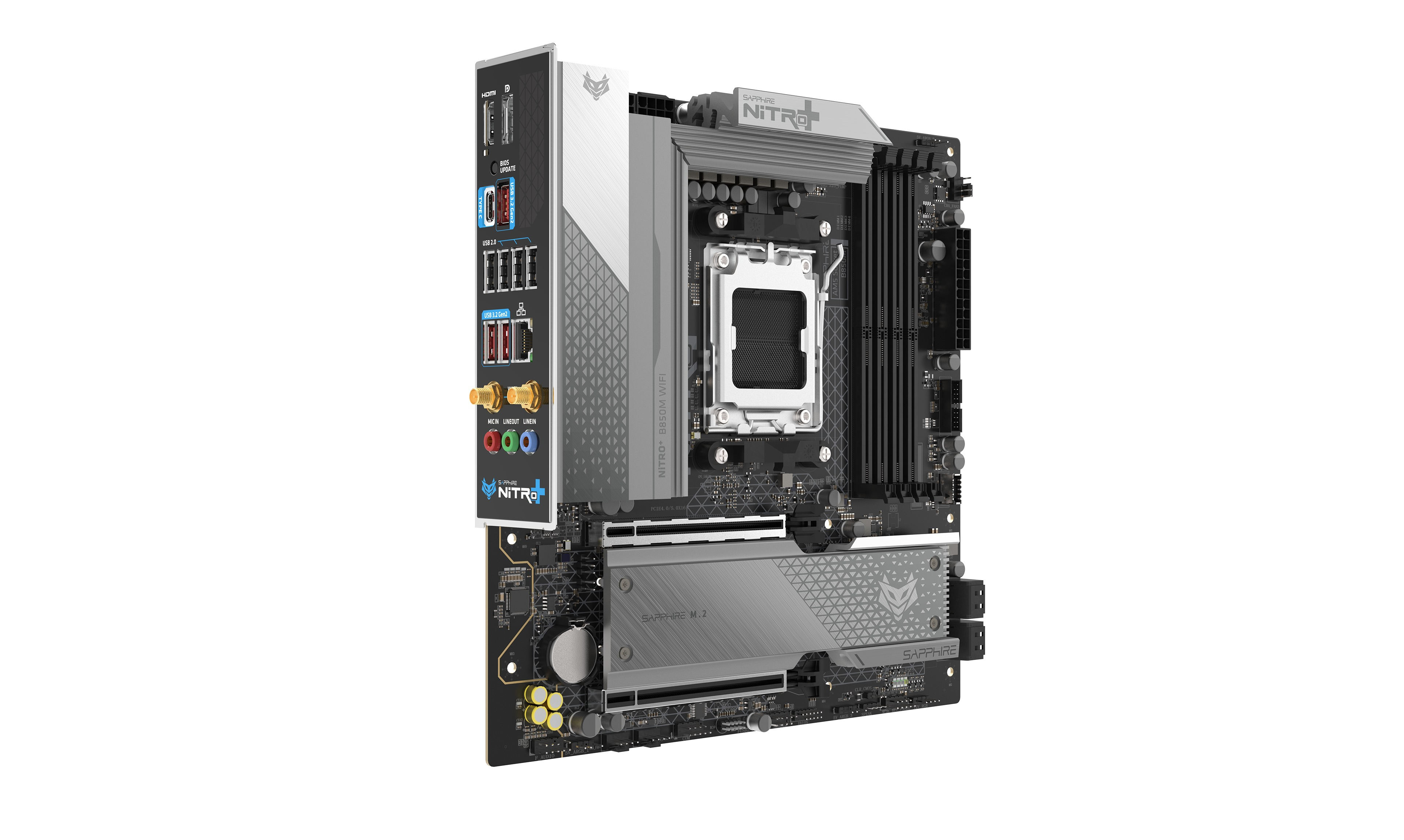 SAPPHIRE NITRO+ B850M WiFi6 52123-01-40G AM5 DDR5 8000+MHz (OC) mATX Gaming (Oyuncu) Anakart