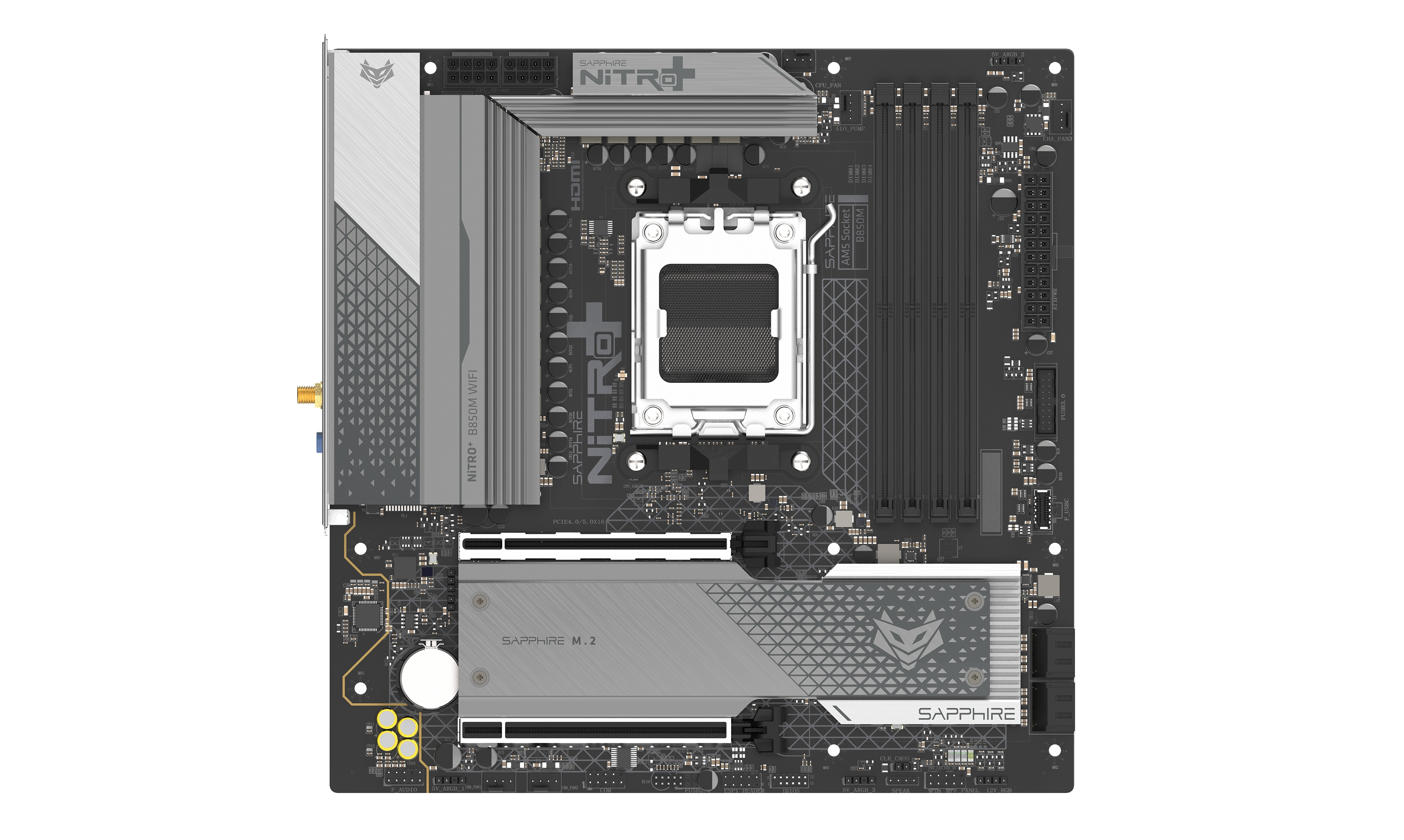 SAPPHIRE NITRO+ B850M WiFi6 52123-01-40G AM5 DDR5 8000+MHz (OC) mATX Gaming (Oyuncu) Anakart